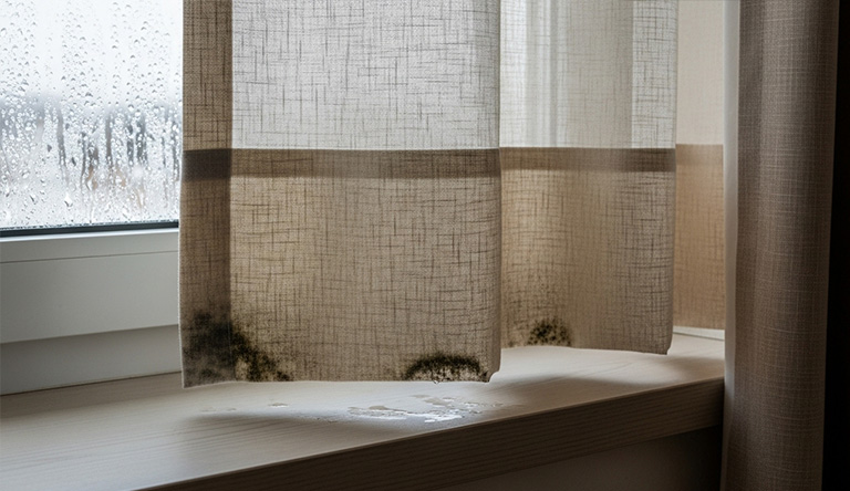湿気によってカビがはえてしまうカーテン