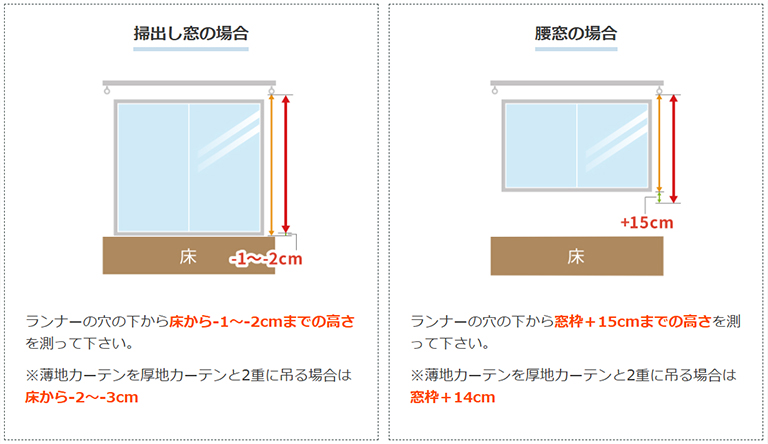 カーテンの丈(高さ)を測る