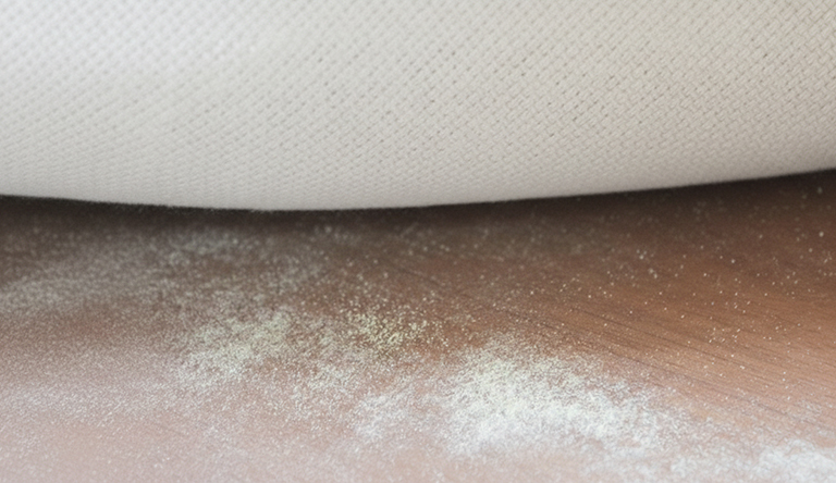 玄関マットの裏から粉