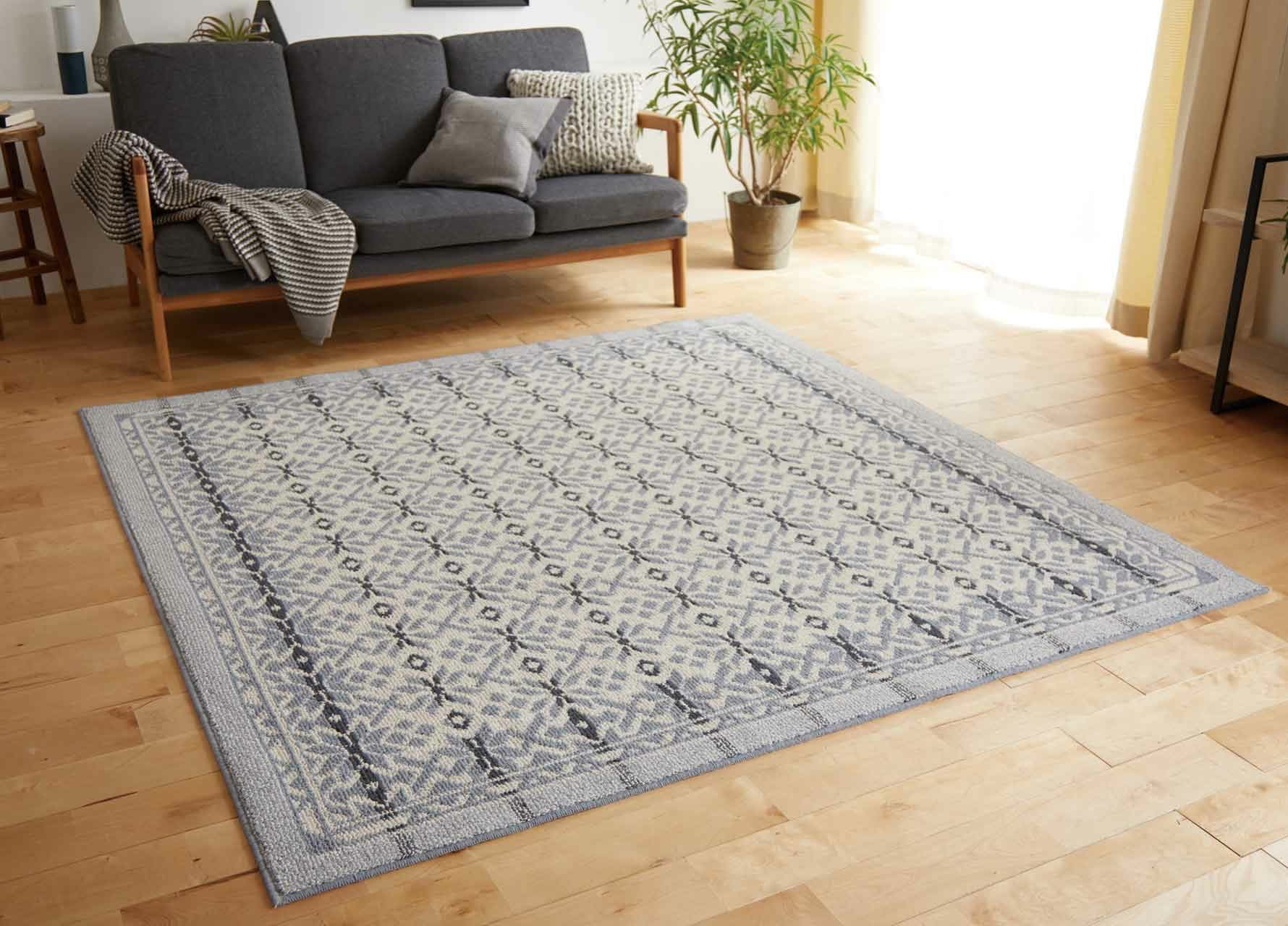 ウールラグ 新品 3畳 防炎 某ダニ ウールラグ ウールスコット グレン 防ダニ 防炎 100×140cm｜スミノエ