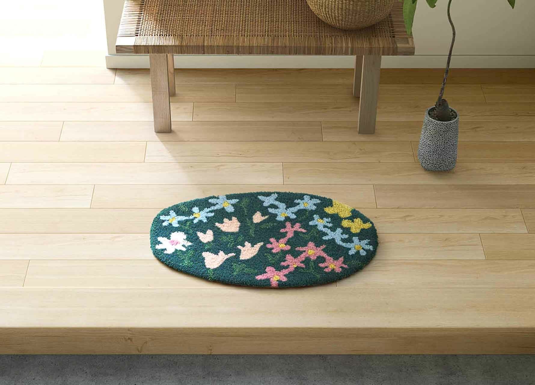 北欧 玄関マット オハナバタケマット 防ダニ すべり止め 45×70cm