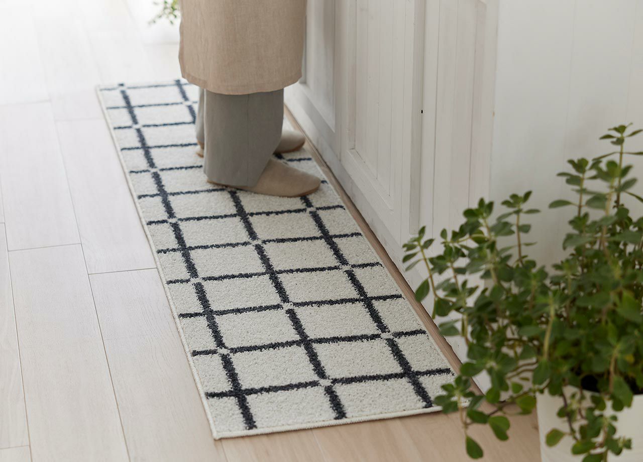 キッチンマット オセロ 洗える すべり止め アレルブロック 45×180cm